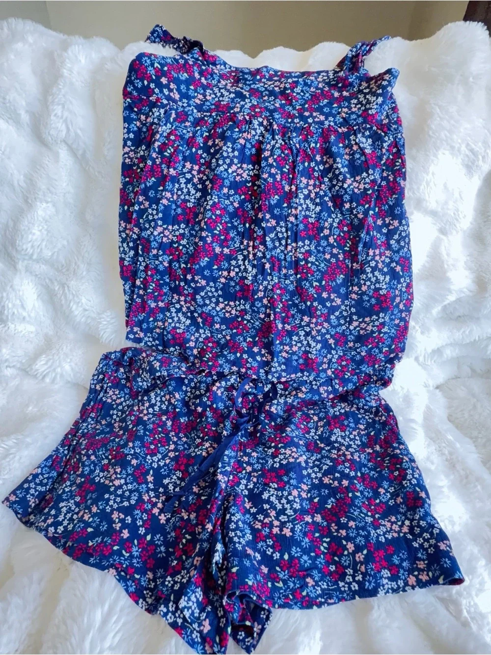 NWT croft & barrow Navy Blue Floral 2 piece sleepwear PJ Camisole Set Sz. XL